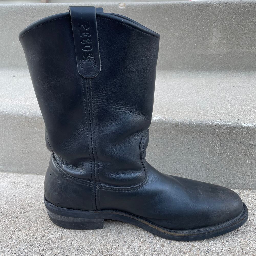 Red Wing Pecos Boots Mens 10.5 B Black Leather Vibram Work Ranch Western Pull On - Picture 6 of 16